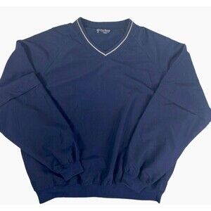 Pro Tour Navy Blue Golf V-Neck Windbreaker Jacket Pullover Convertible Sleeve M